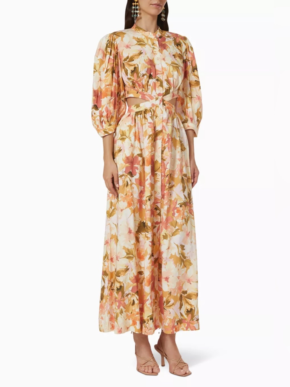 Significant Other Women’s Size 8 Svana Linen Blend Watercolor Floral Maxi Dress